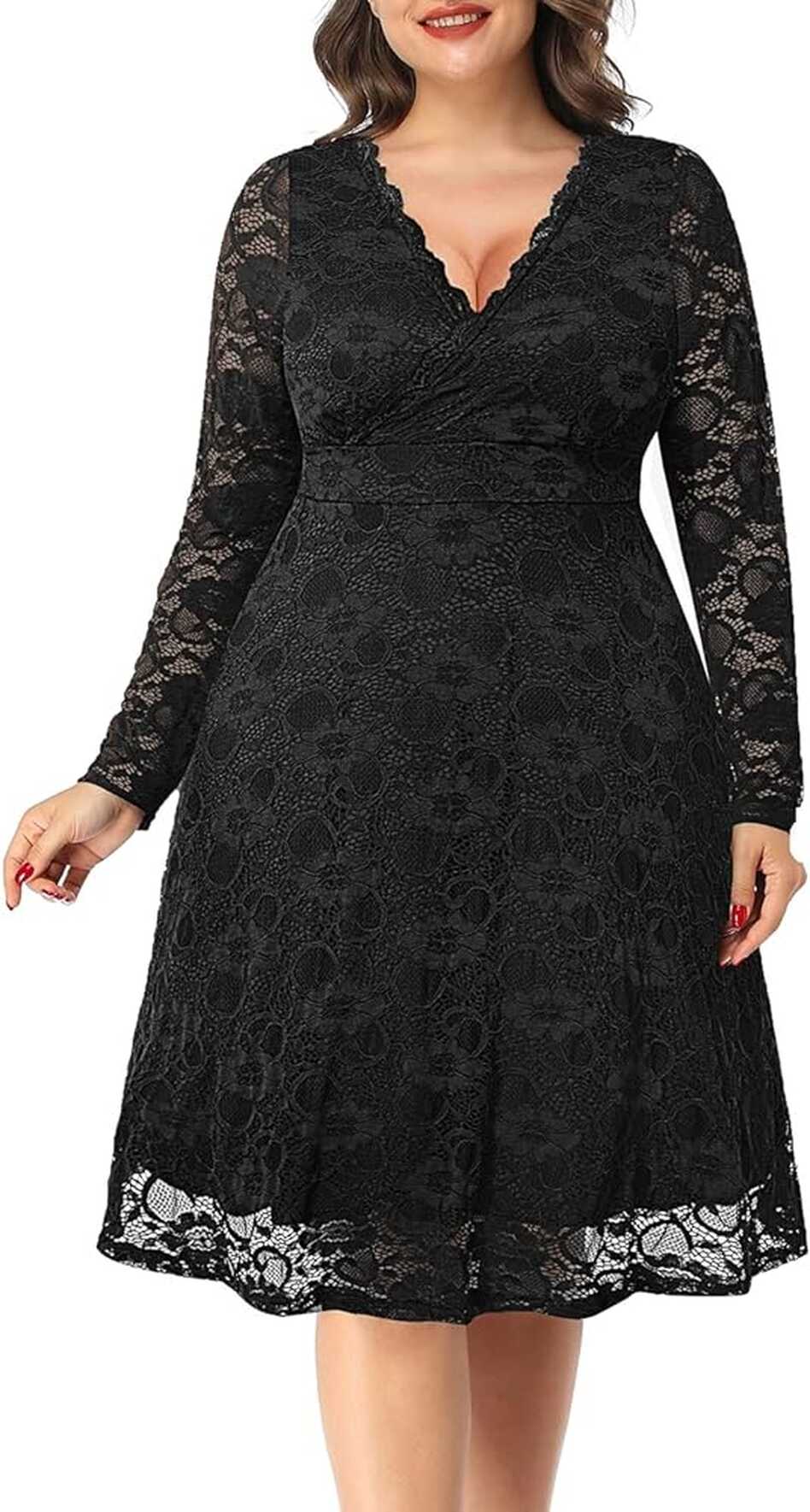 Amazon.com: Women Plus Size Wedding Guest Dresses Cocktail Black ...