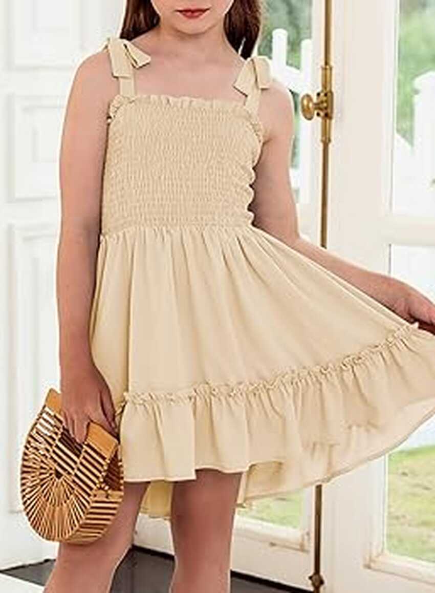 Amazon.com: blibean Tween Girl Summer Dress Kid Strap Sundress ...