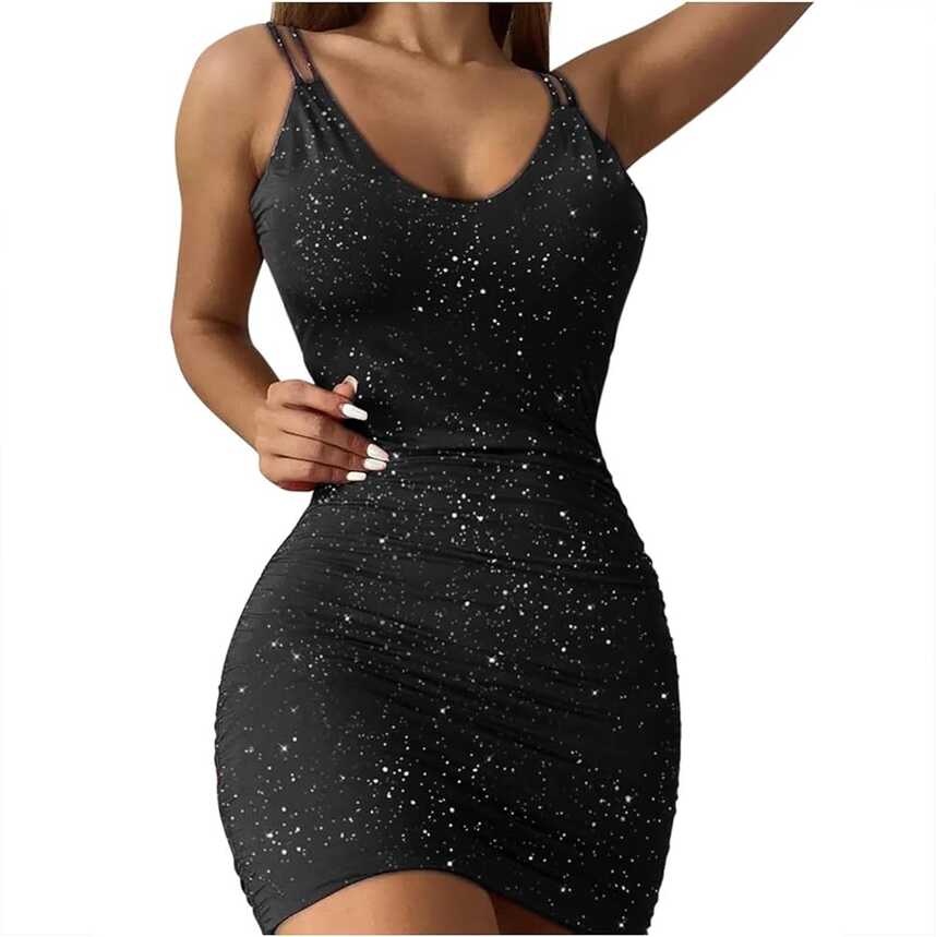 Amazon.com: yardsong Sequin Bodycon Dresses for Women Double ...