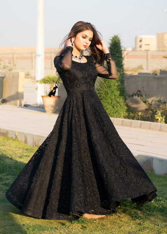 Amna Ismail - NEGRA (black embrioded full pishwas) - AI30094 - XXL ...