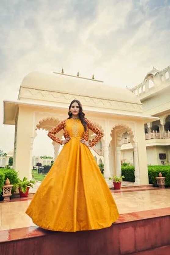 Anarkali Long Gown Beautiful Fancy Cotton Ladies Gowns For Party ...