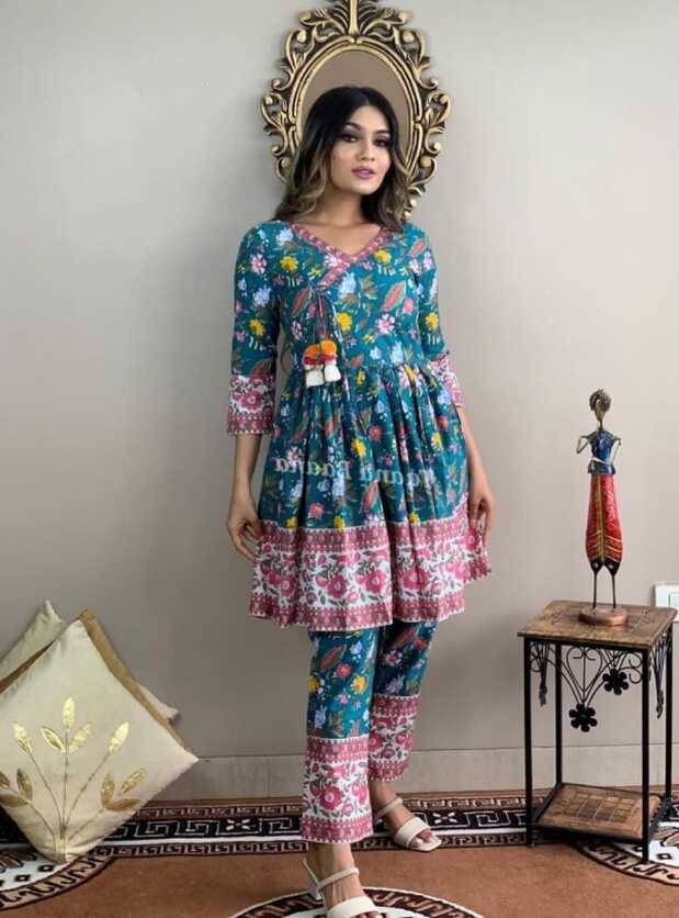 Angrakha Style Cotton Party Wear Suit | Latest Kurti Designs