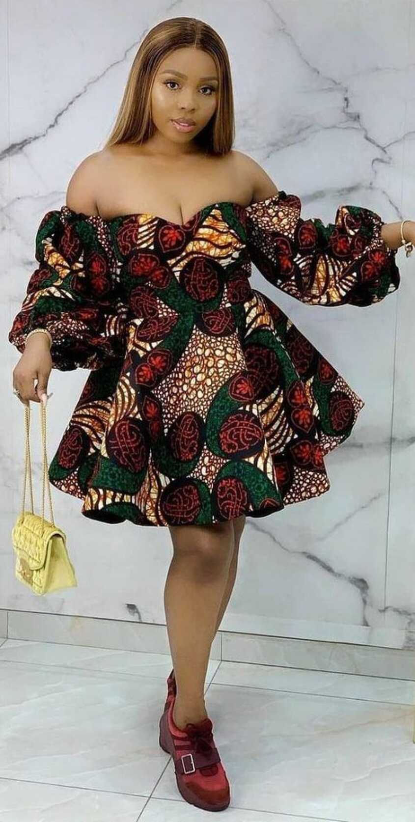 Ankara Short Flare Gowns With Sneakers. - Gist94