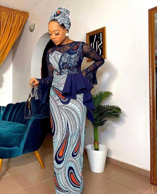 Ankara styles long fitted gown