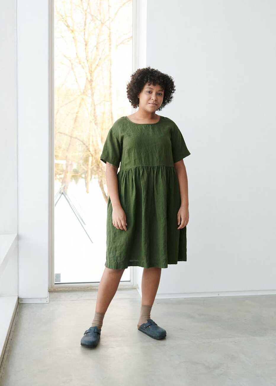 Anna Forest Green Dress Simple Linen Dress Maxi Dress Summer Dress ...