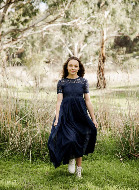 Annalise Girls Navy Short Sleeve Dress – A Little Lacey