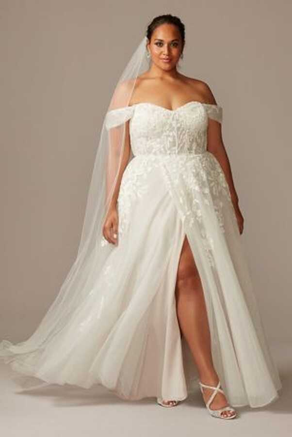 As Is Plus Size Wedding Dress with Swag Sleeves | David&#39;s Bridal