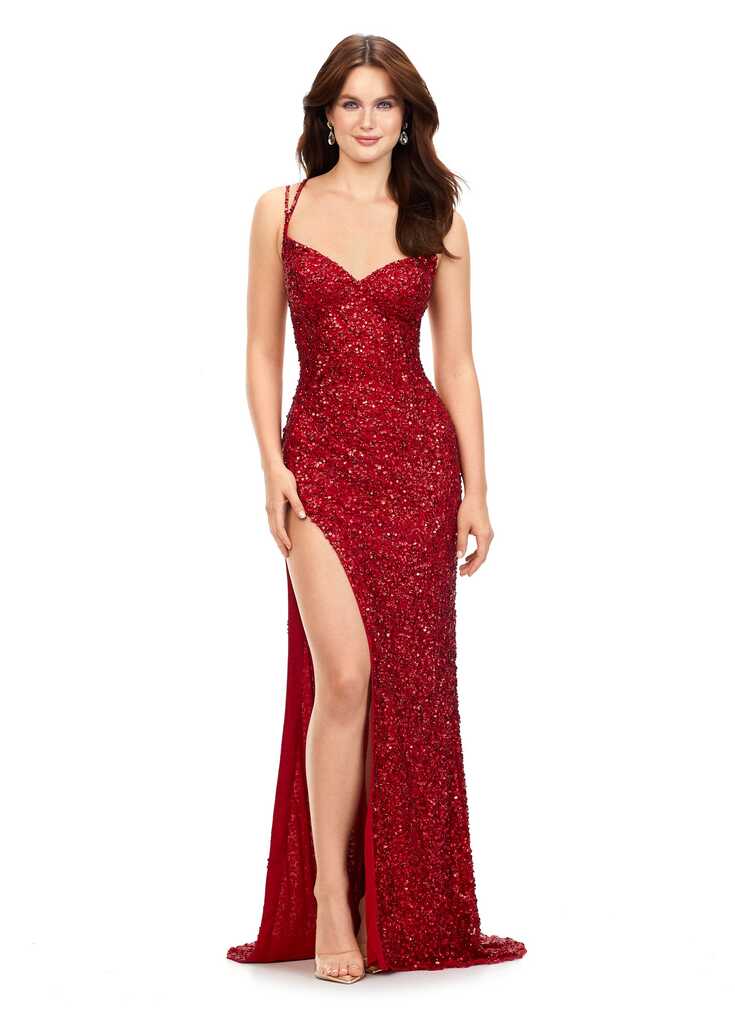 Ashley Lauren 11342 Long Prom Sequin Spaghetti Strap Prom Dress ...