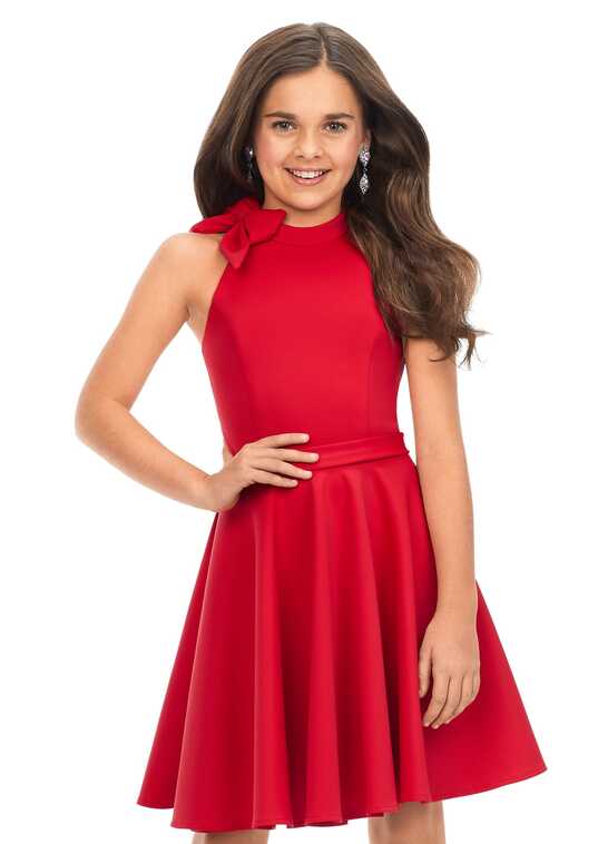 Ashley Lauren Kids 8165 Girls Scuba Cocktail Dress with Bow ...