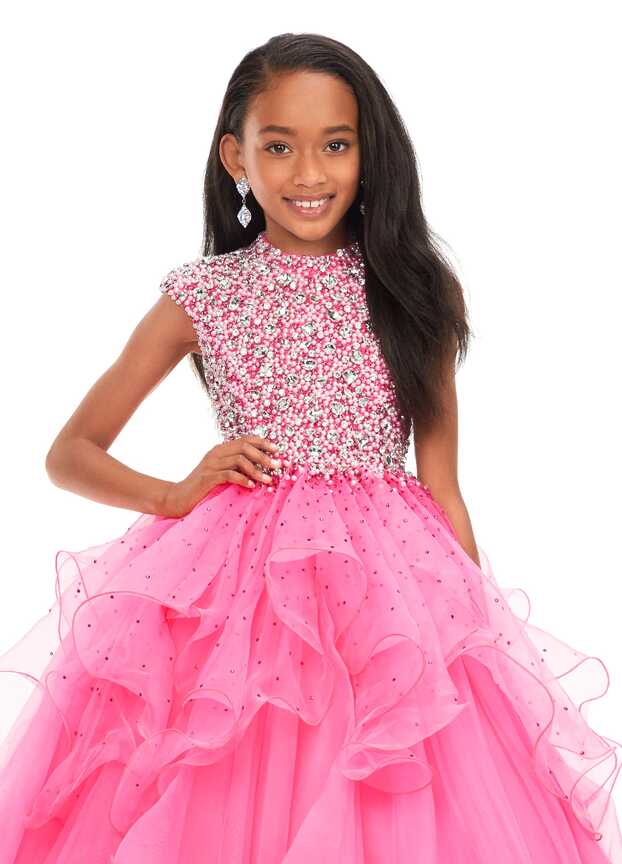 Ashley Lauren Kids 8180 Girls High Neckline Ball Gown with Organza ...