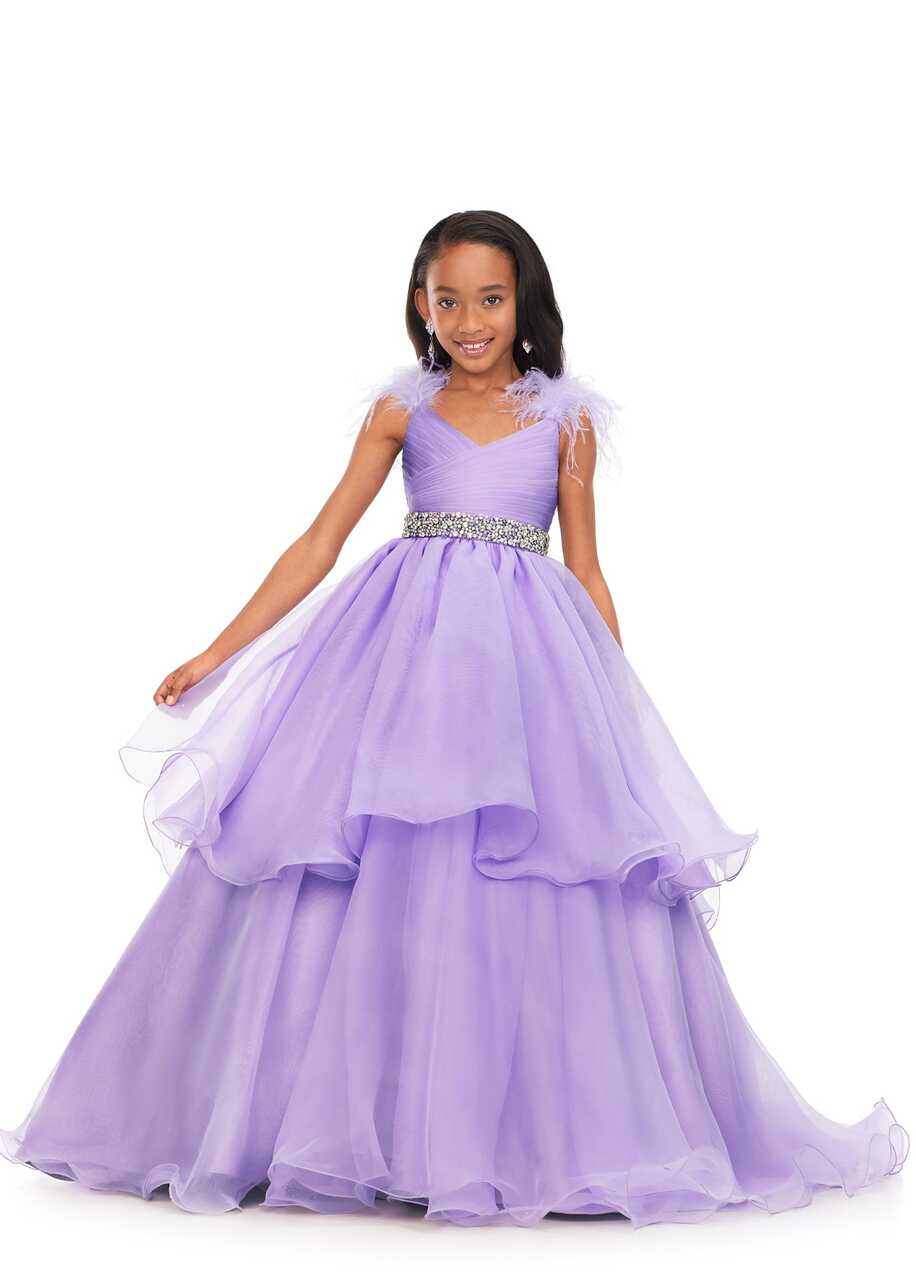 Ashley Lauren Kids 8184 Girls Pageant Dress Feather Ballgown Layer ...