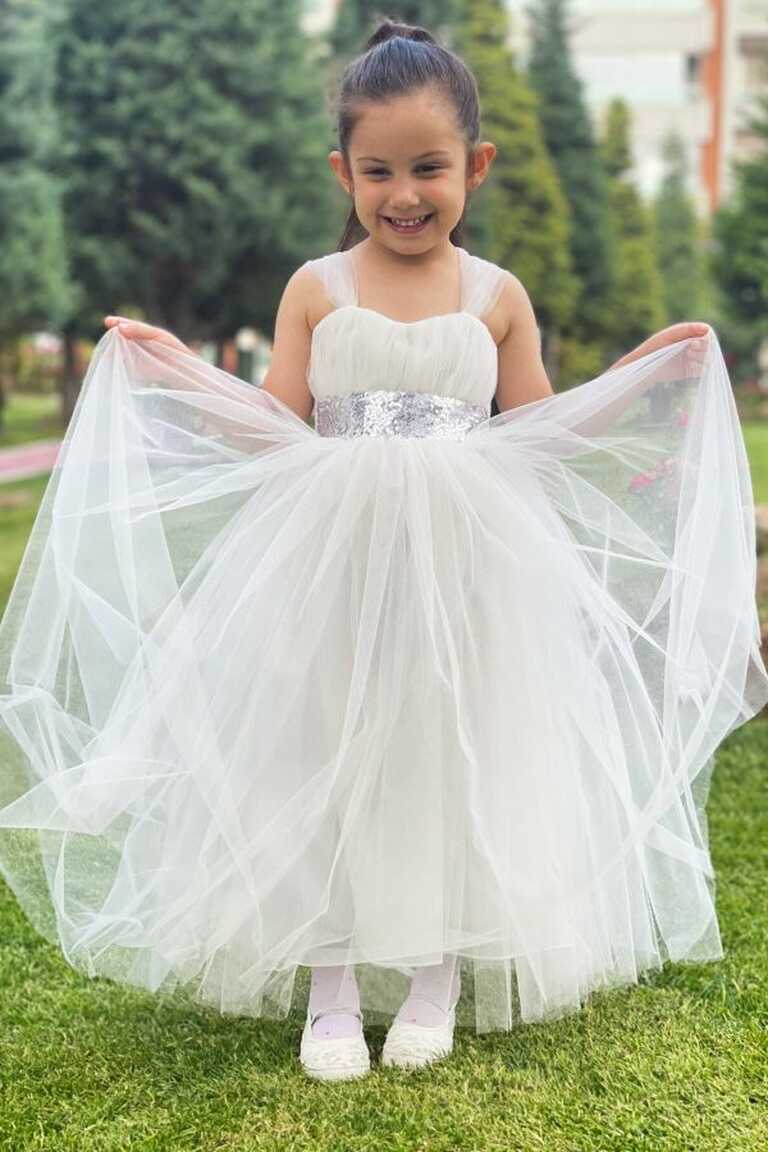 Asortik Kids Girl&#39;s White Evening Dress Evening Gown Wedding Dress ...