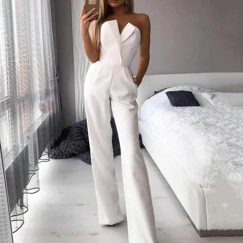 Autumn Long Rompers Women Jumpsuit Elegant Strapless Summer ...