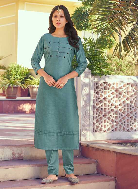 Awesome Silk Embroidered Casual Kurti -