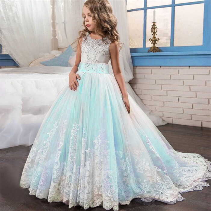 B91xZ Birthday Dresses For Girls Party Princess Bridesmaid Lace ...