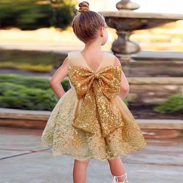 BABY&amp;KIDS - Gold Flower Embroidery 1st Birthday Dress For Baby ...