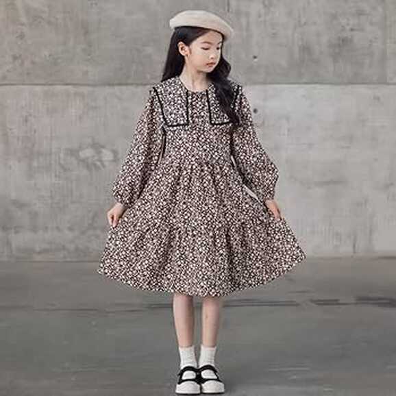 BABY&amp;KIDS - Teenage Girls Floral Dress Autumn Winter Long Sleeve ...