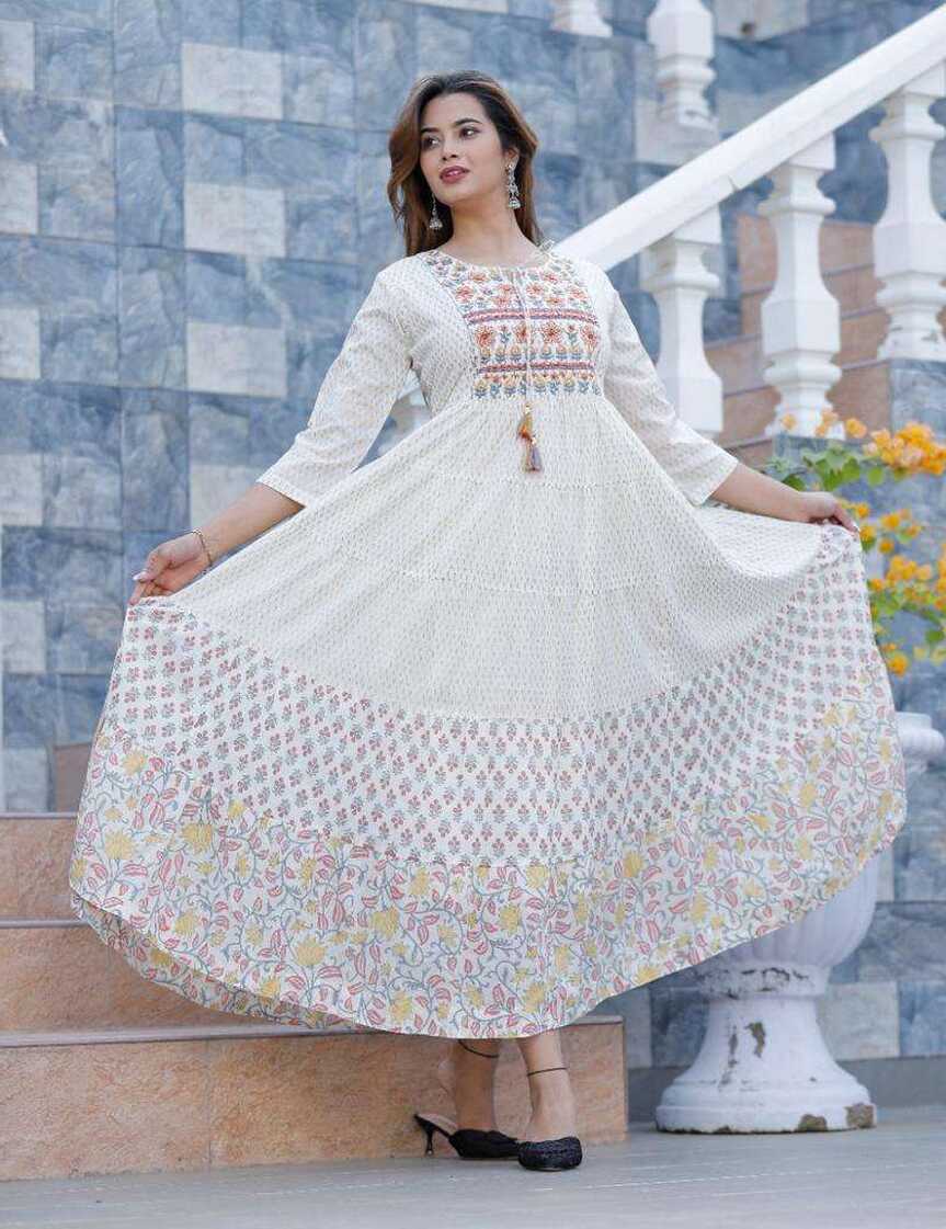 BALAJI EMPORIUM PRESENTS WHITE INDIAN WOMEN TRADITIONAL ANARKALI ...