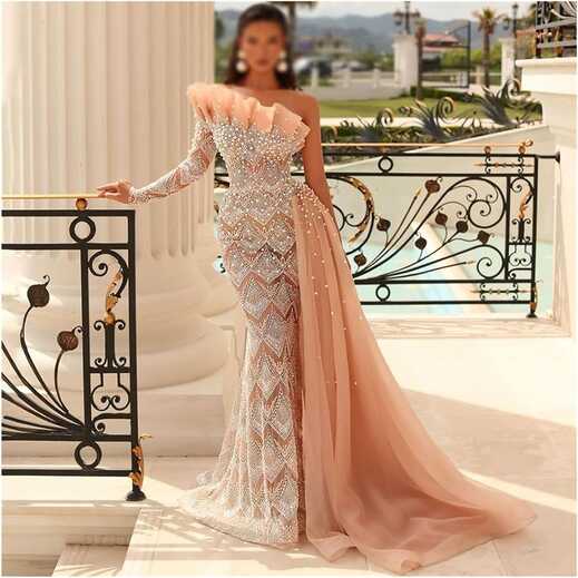 BBSJ Evening Dresses Gowns Pearls Beaded Elegant Sexy For Women ...