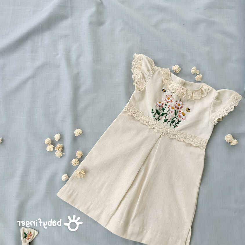 BEIGE COTTON BABY GIRL DRESS – Babyfinger