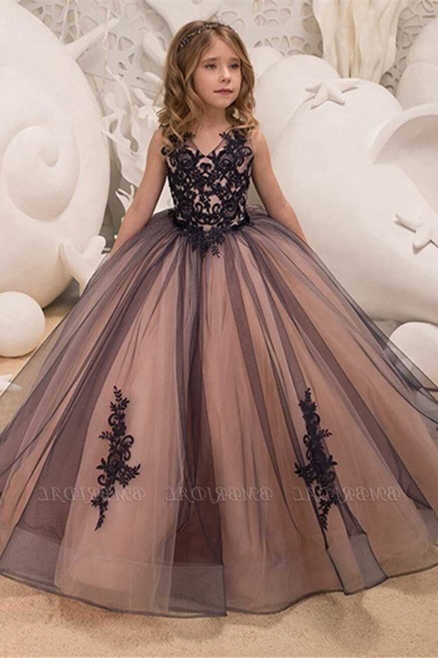 BMbridal Black Lace Princess Ball Gown Flower Girl Dress | BmBridal