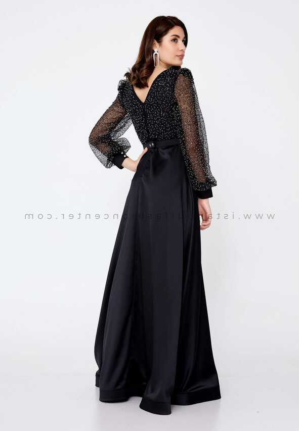 BUQLE DESIGN Long Sleeve Maxi Satin Mermaid Regular Black Wedding ...