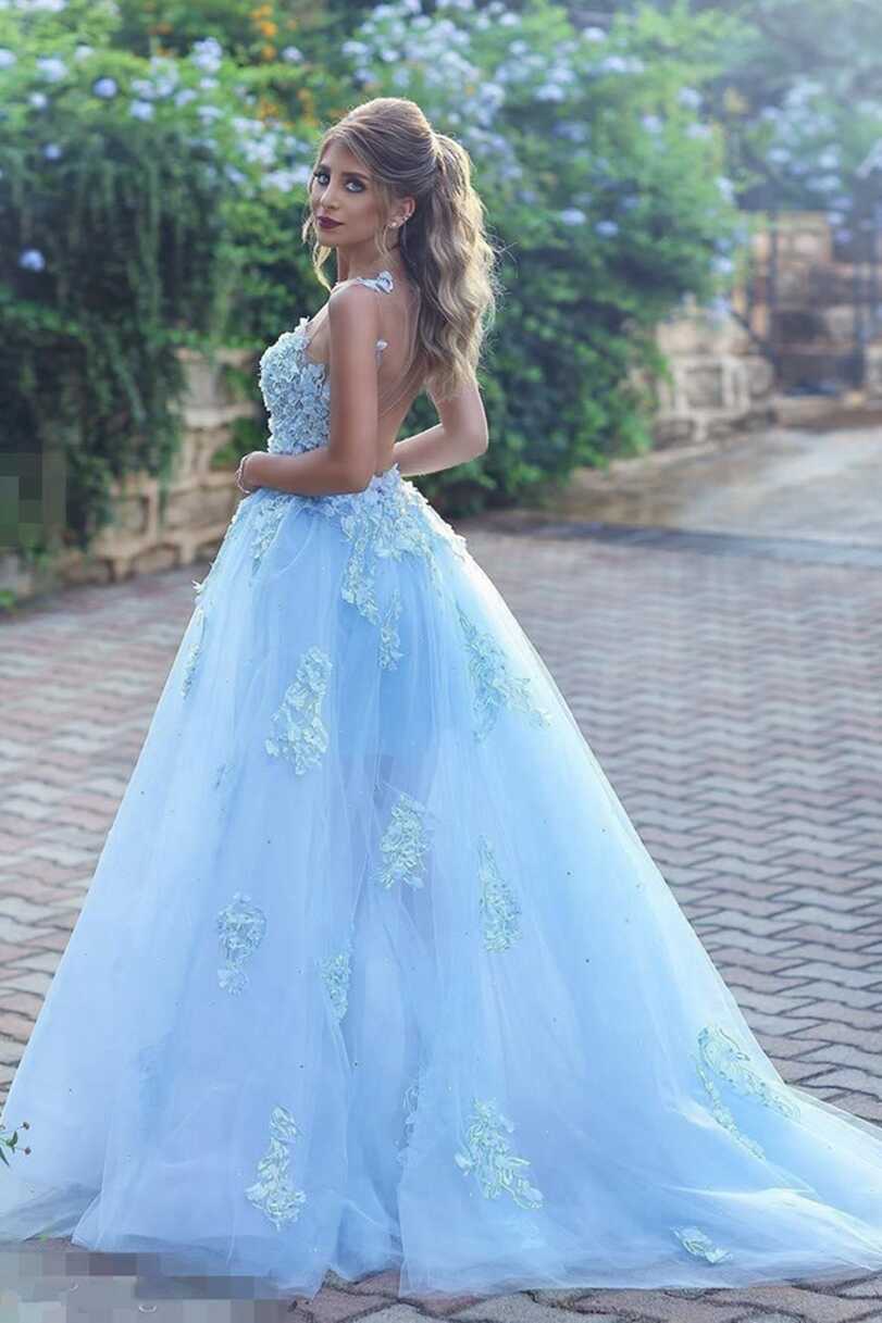 Baby Blue Wedding Dress A-Line