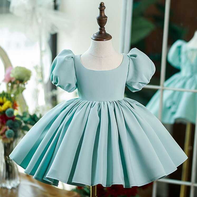 Baby Girl Birthday Party Dress Toddler Summer Puff Sleeves Wedding ...