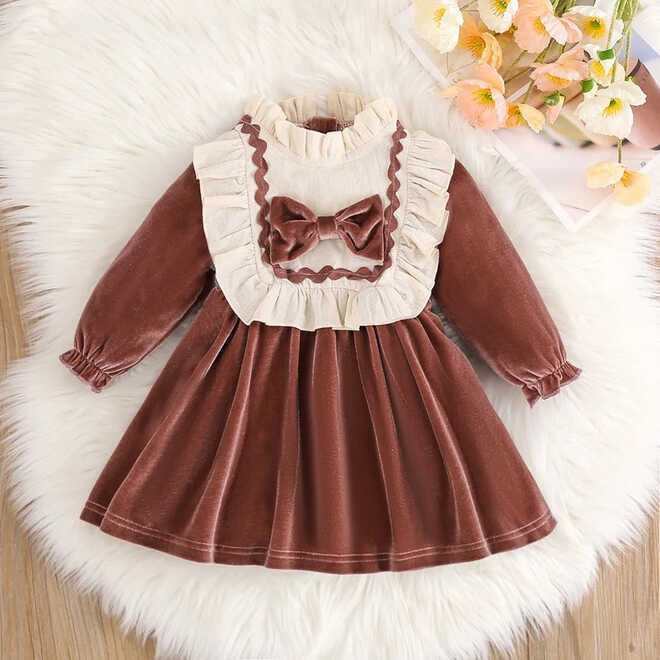 Baby Girl Cute Bow Velvet Dress – TrendyKid