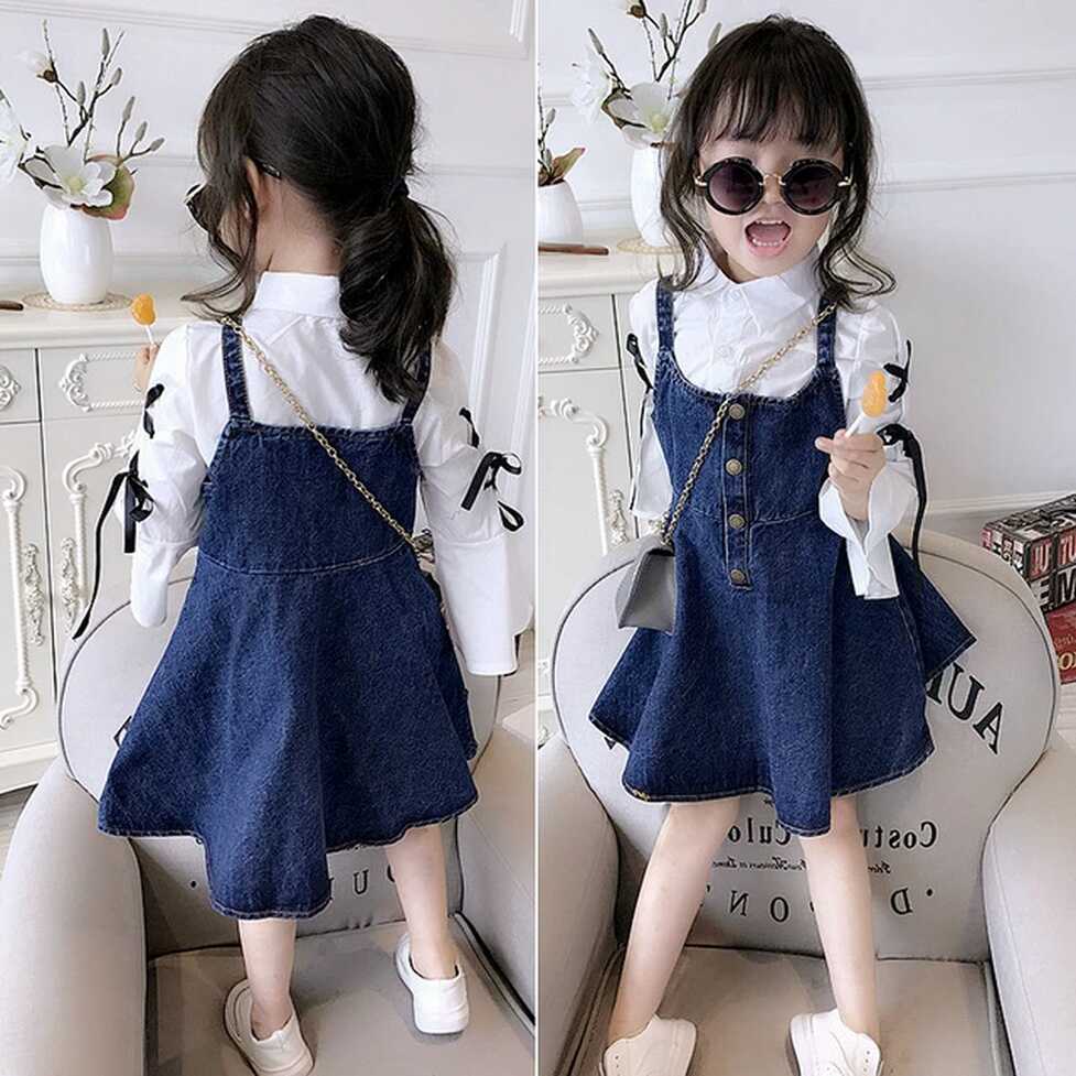 Baby Girl Denim Dress Button Suspender Jeans Dresses Girls Kids ...