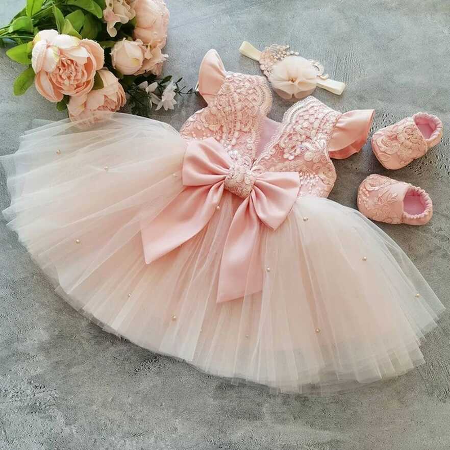 Baby Girl Dress Cute Bow Newborn Princess Dresses For Baby 1 Year ...