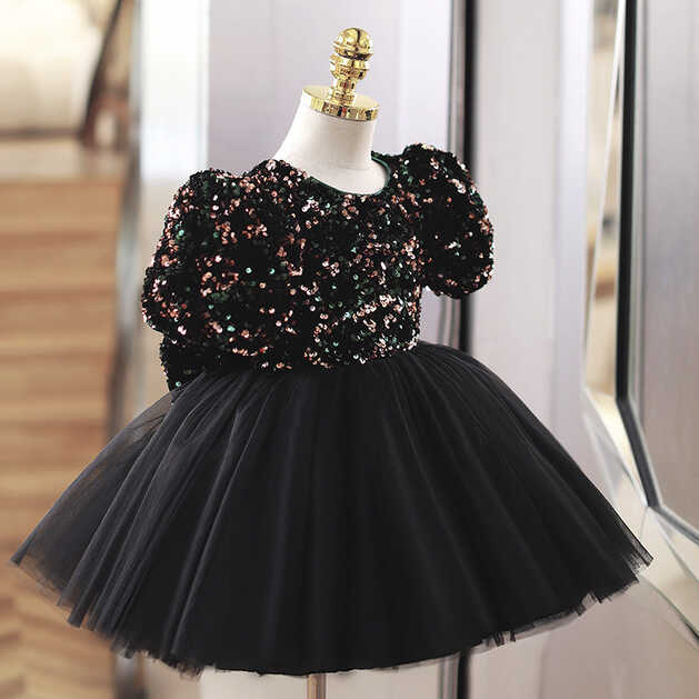 Baby Girl Formal Princess Dresses Girl Summer Black Sequins Puffy ...