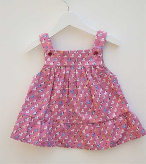 Baby Girl Handmade Sun Dress Age 6 Months cotton pink print summer ...