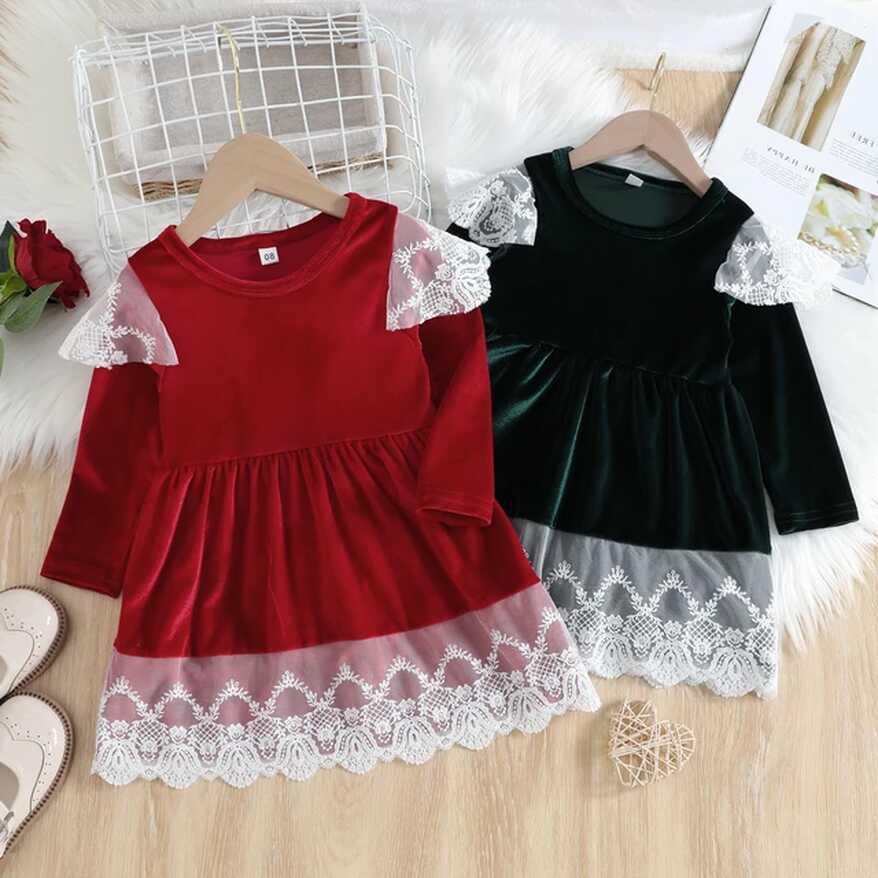 Baby Girl Velvet Christmas Dress | Child Long Sleeve Velvet Dress ...