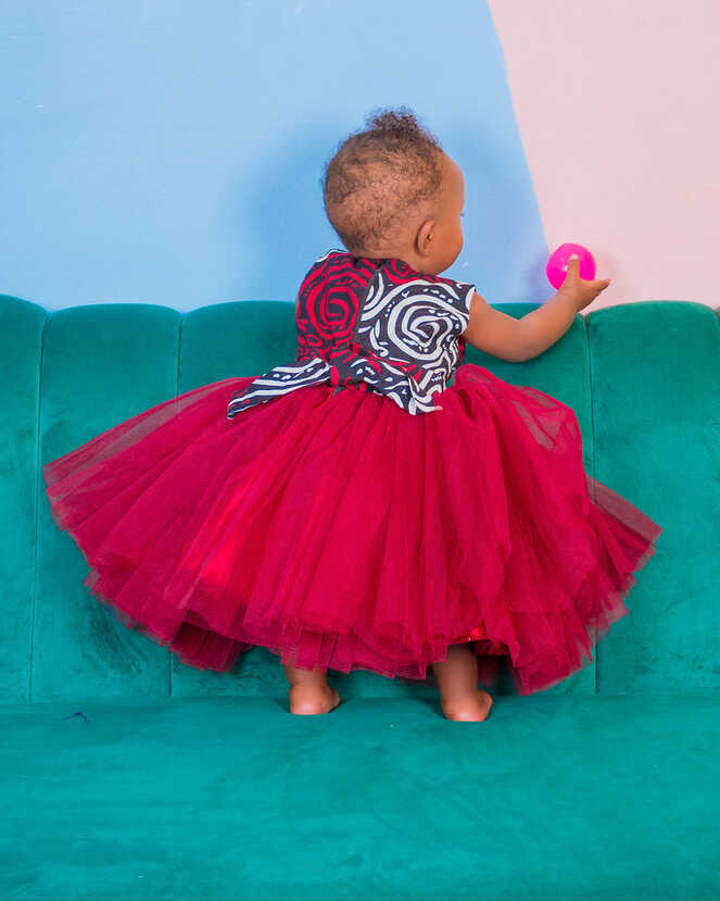 Baby Girls&#39; Elegant Tulle Ankara Lace Princess Dress