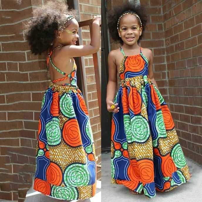 Baby Girls African Dress 3D Dress Kids Suspenders African Print ...