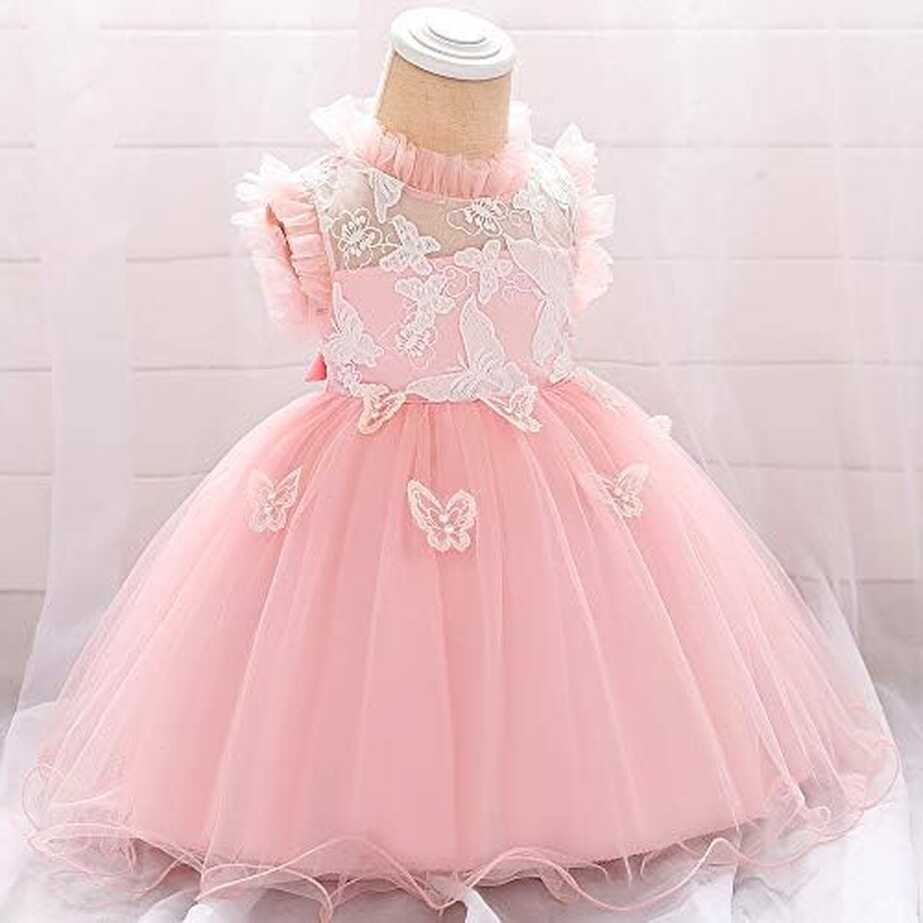 Baby Girls Birthday Dress Infant Ruffled Butterfly Embroidered ...