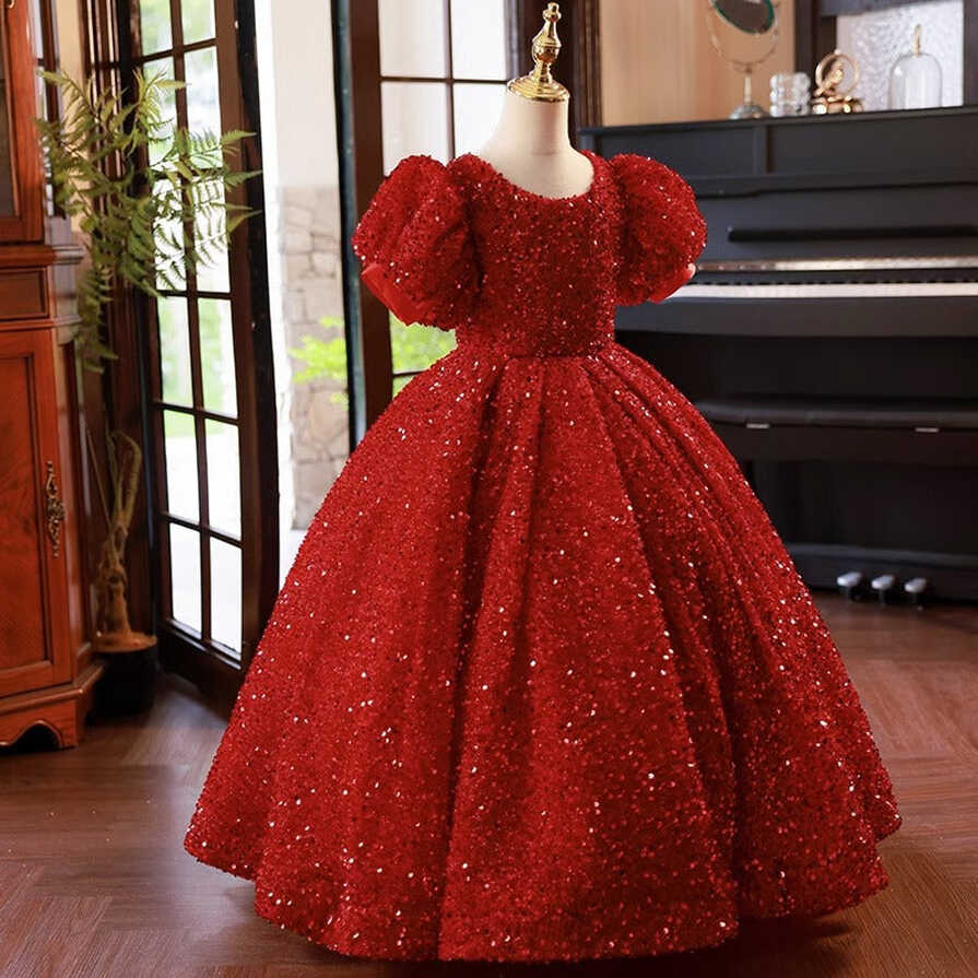 Baby Girls New Year Red Princess Dress Toddler Birthday Ball Gown ...