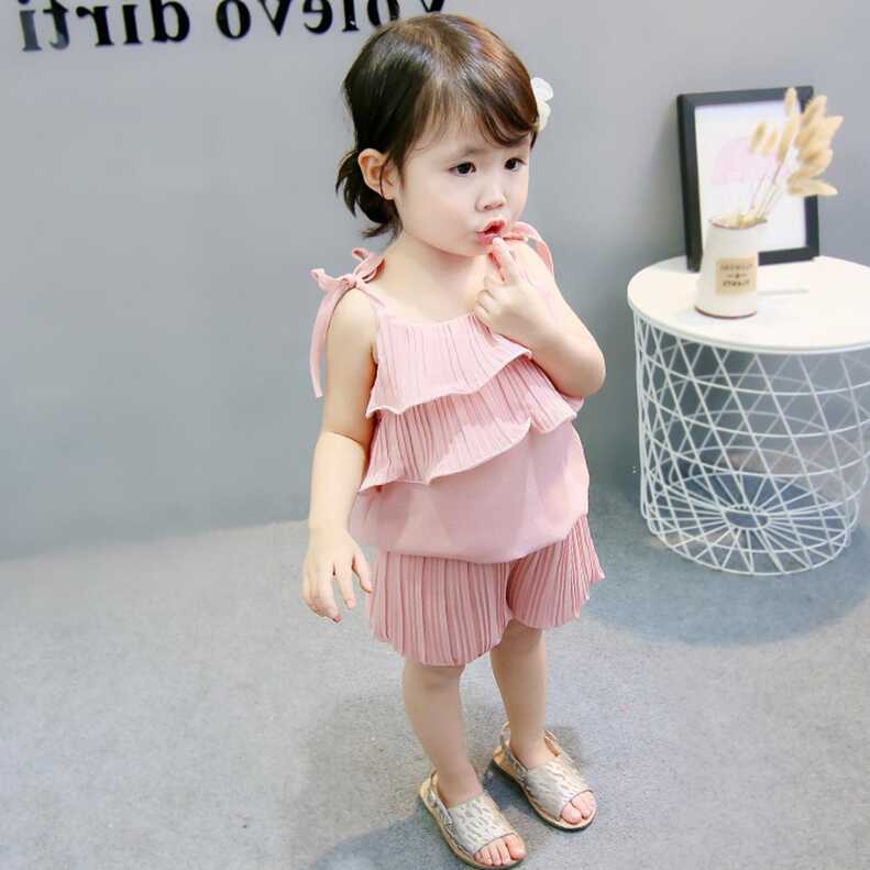 Baby Girls Toddler Girls Summer Short Set Clothes Solid Color ...