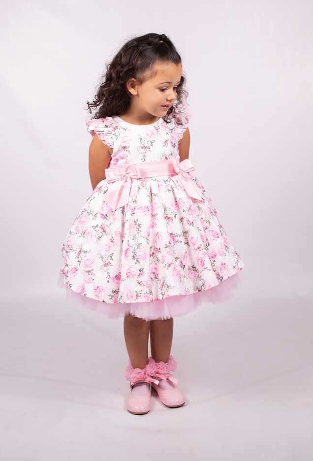 Baby Girls White &amp; Pink Floral Dress By Beau Kid | Wonderland