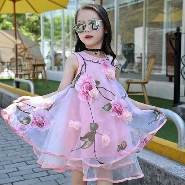 Baby Girls dress Summer Kids party Flower Lace Sleeveless Lush ...