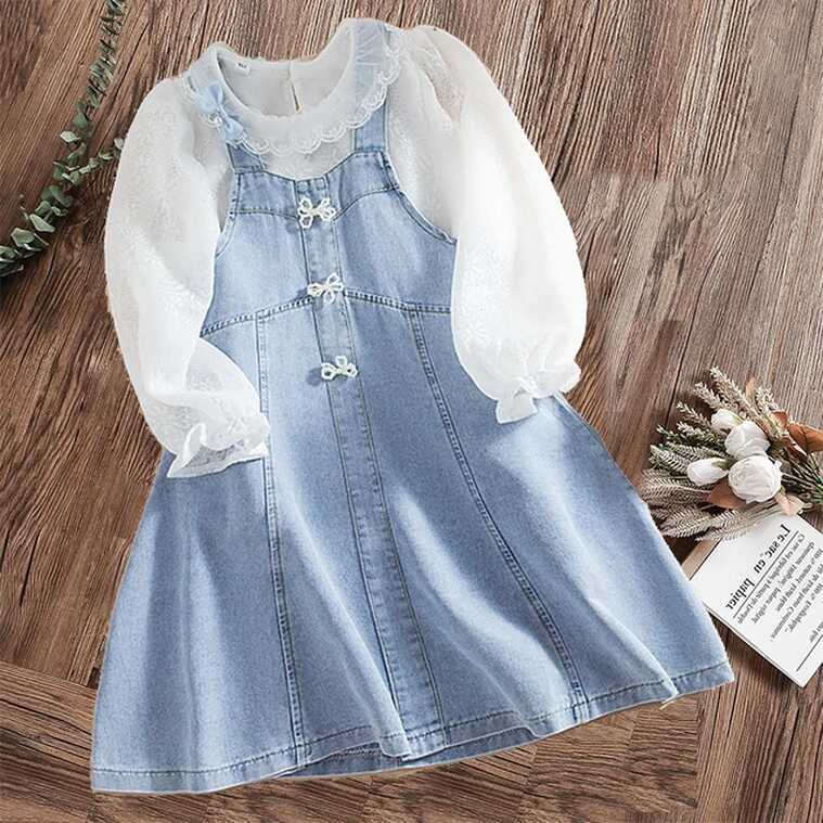 Baby Kids Denim Dresses for Girls Clothes Autumn School Shrit ...