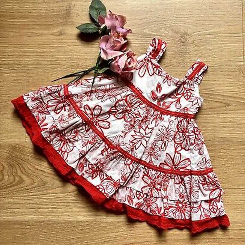 Baby girl dress 9-12 months. Red White Lined Summer Sleevless. 100 ...