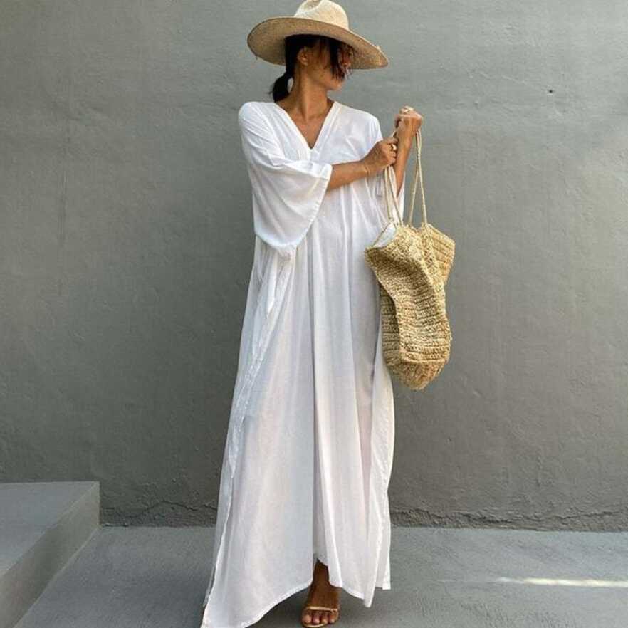 Back To Simple Maxi Dress Flowing Summer Long Kaftan Solid Color ...