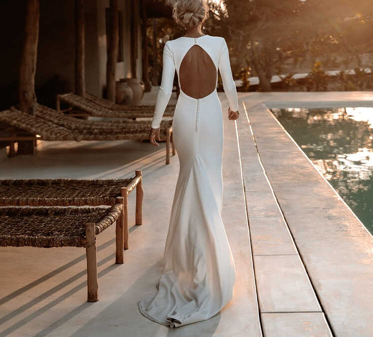 Backless Chiffon Mermaid Wedding Dress Bridal Gown – TulleLux ...