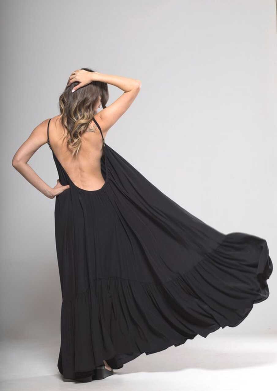 Backless Dress, Open Back Dress, Black Maxi Dress, Low Back Dress ...