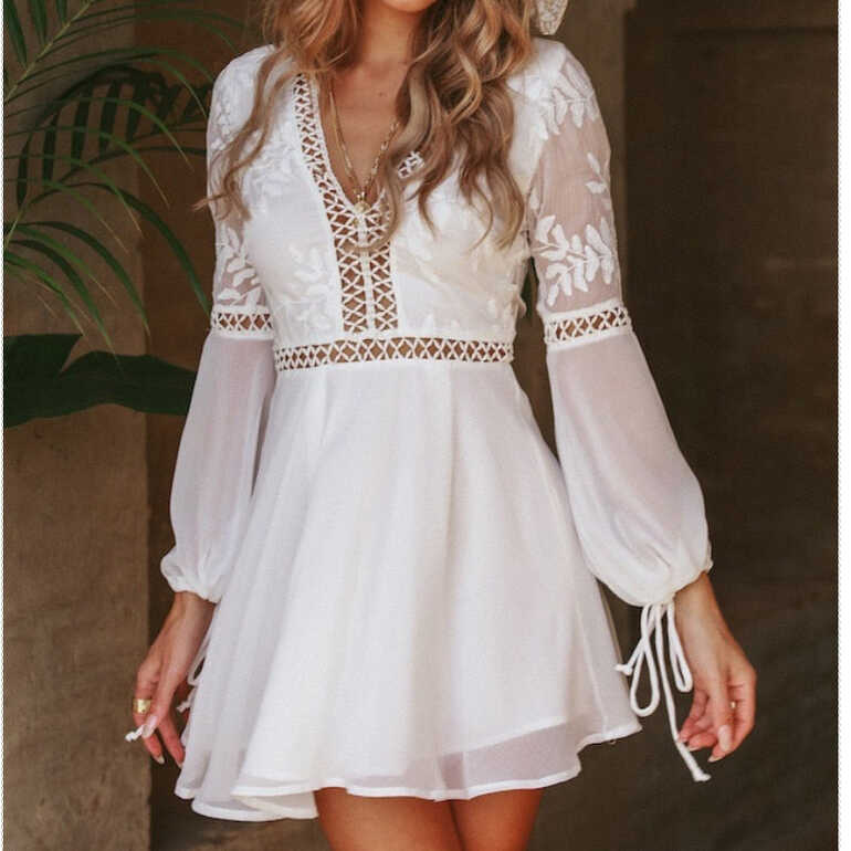 Backless Sheer White Mini Dress | White Boho Dress | Love that ...