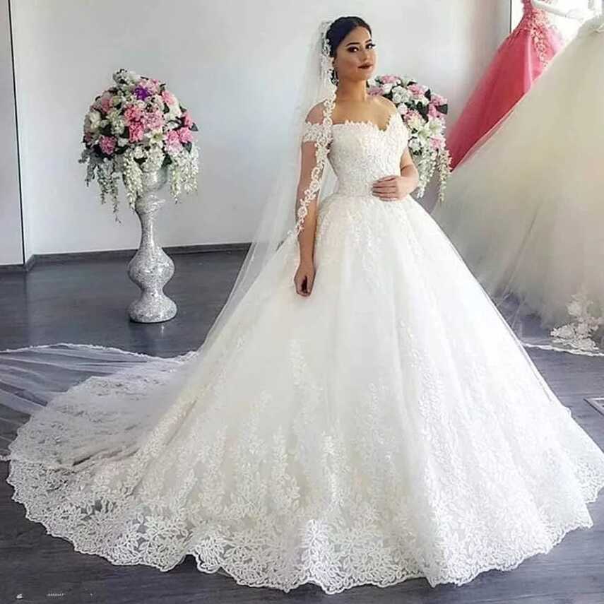 Ball Gown Lace Wedding Dresses for Bride 2023 Off Shoulder A-Line ...