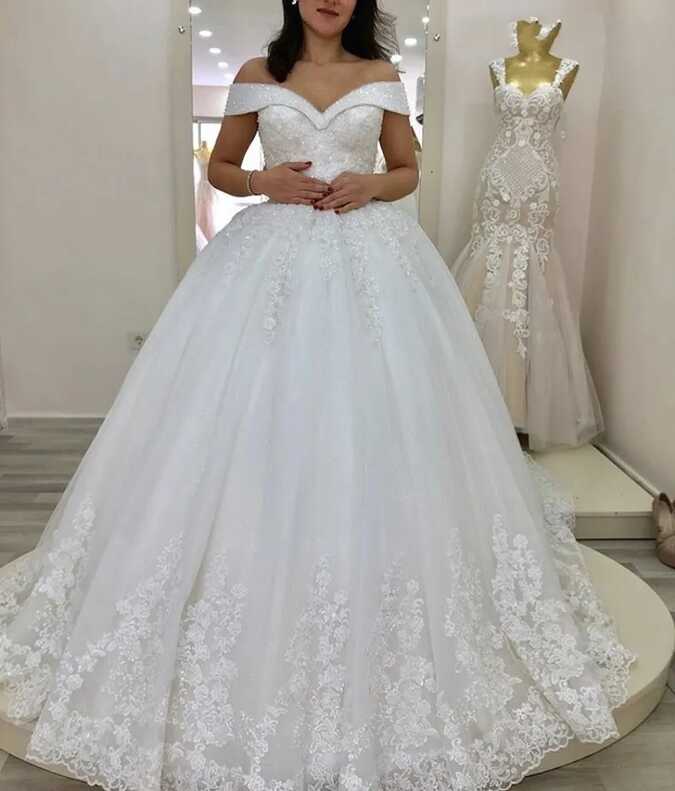 Ball Gown Princess Wedding Dresses 2020 Off Shoulder Lace Up Back ...