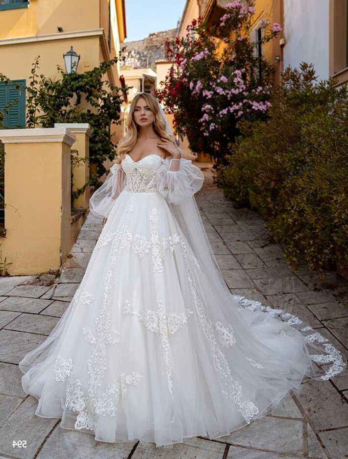 Ball Gown Wedding Dress 594, Removable Sleeves Wedding Dress ...